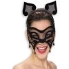Rubie's Unisex-Adult's Mesh Masquerade Cat Mask With Ears, Black, One Size -Rubies Shop 412TLUUobQL