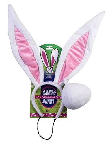 Rubie's Womens Set Jumbo Easter Rabbit Bunny Kit Adult Headband Giant Ears Tail Costume Accessory, As Shown, One Size US 4 Rubie's Womens Set Jumbo Easter Rabbit Bunny Kit Adult Headband Giant Ears Tail Costume Accessory, As Shown, One Size US - Image 2