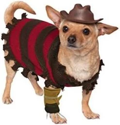 Rubie's Unisex Adult Nightmare On Elm Street Freddy Krueger Pet Costume Party Supplies, Multicolor, S Neck 12 Girth 17 Back 11 US -Rubies Shop 41IrDXK4yzL. AC 3