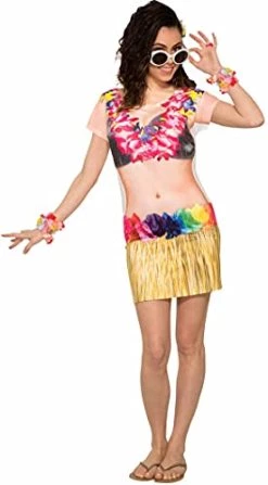 Forum Novelties Women's Standard 3D Graphic Sublimation Printed Hula Dancer Costume Top