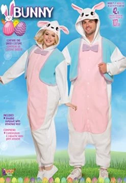 Forum Novelties Men's Bunny Piece Jumpsuit Costume, Pink/Blue/White, One Size -Rubies Shop 41SulNJyyL