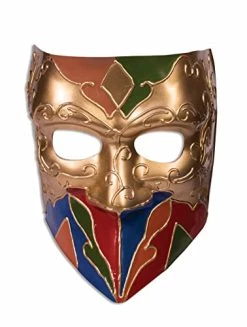 Forum Novelties 74600 Unisex-Adults Mask-Classic Jester, Gold, Standard, Multicolor