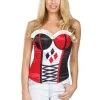 Secret Wishes DC Comics Justice League Superhero Style Adult Corset Top With Logo Harley Quinn, Red, Large -Rubies Shop 41a3LVzrr4L