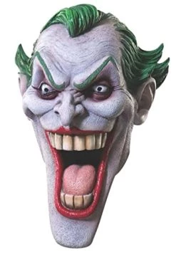 Rubies Adult DC Heroes And Villains Collection Deluxe Joker Costume Latex Mask, As Shown, One Size