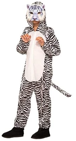 Childrens White Tiger Jumpsuit With Mask