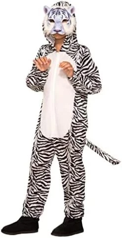Childrens White Tiger Jumpsuit With Mask -Rubies Shop 41d3RsE8HrL. AC
