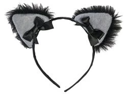 Forum Novelties Furry Cat Ears Hdbd, Black, Standard