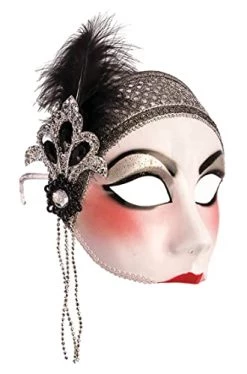 Forum Novelties Women's Standard Flapper Half Mask W/Feather, Multi