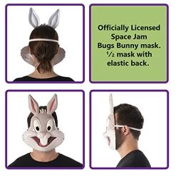 Rubie's Unisex Warner Bros. Space Jam Bugs Bunny Plastic Half-Mask, One Size -Rubies Shop 41t2SoM TvS