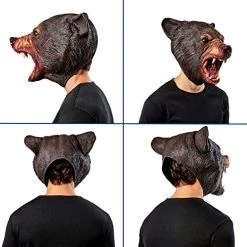 Rubie's Adult Cocoa Black Bear Deluxe Overhead Latex Mask, As Shown -Rubies Shop 51023YafSL