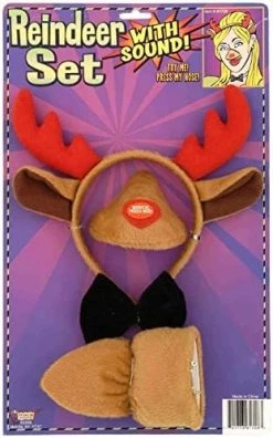 Forum Novelties Animal Costume Set Reindeer Ears Nose Tail With Sound Effects -Rubies Shop 512yrX6v8L. AC 1