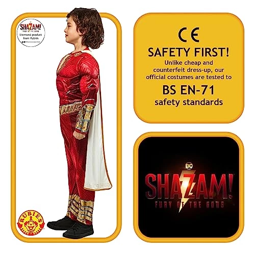 Rubie's Child's Shazam! Fury Of The Gods Padded Costume Jumpsuit And Cape, As Shown 5 Rubie's Child's Shazam! Fury Of The Gods Padded Costume Jumpsuit And Cape, As Shown - Image 3