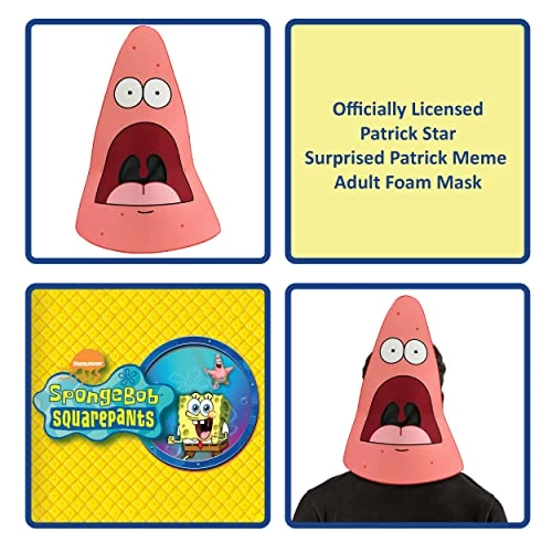 Rubie's Costume Accessory SpongeBob SquarePants Surprised Patrick Meme Foam Mask, As Shown, One Size 4 Rubie's Costume Accessory SpongeBob SquarePants Surprised Patrick Meme Foam Mask, As Shown, One Size - Image 2
