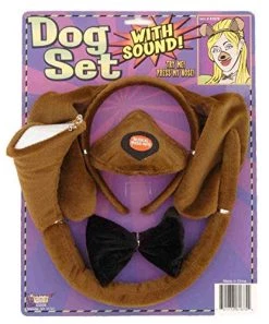 Forum Novelties Animal Costume Set Brown Dog Ears Nose Tail With Sound Effects