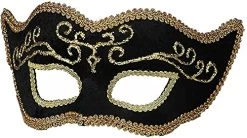 Forum Mardi Gras Costume Masquerade Half Mask With Gold Trim
