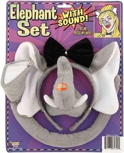 Forum Novelties Animal Costume Set Elephant Ears Nose Tail With Sound Effects