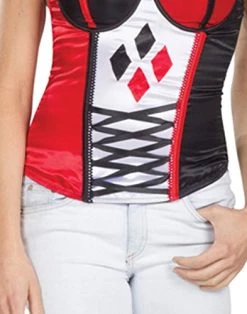 Secret Wishes DC Comics Justice League Superhero Style Adult Corset Top With Logo Harley Quinn, Red, Large 11 Secret Wishes DC Comics Justice League Superhero Style Adult Corset Top With Logo Harley Quinn, Red, Large -Rubies Shop 51f5iD6hrmL