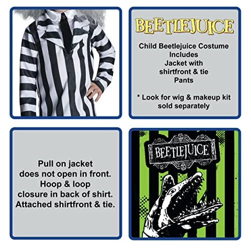 Rubie's Child's Beetlejuice Deluxe Costume (Wig Not Included), Medium 4 Rubie's Child's Beetlejuice Deluxe Costume (Wig Not Included), Medium - Image 2