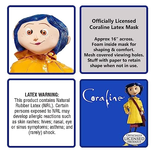 Rubie's Adult Coraline Deluxe Overhead Latex Mask, As Shown, One Size 4 Rubie's Adult Coraline Deluxe Overhead Latex Mask, As Shown, One Size - Image 2