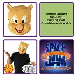 Rubie's Unisex Warner Bros. Space Jam Porky Pig Plastic Half-Mask, One Size -Rubies Shop 51qQEM6BqoS