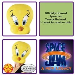 Rubie's Unisex Warner Bros. Space Jam Tweety Bird Plastic Half-Mask, One Size -Rubies Shop 51rUoOnAmS