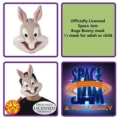 Rubie's Unisex Warner Bros. Space Jam Bugs Bunny Plastic Half-Mask, One Size -Rubies Shop 51sNGPElZMS